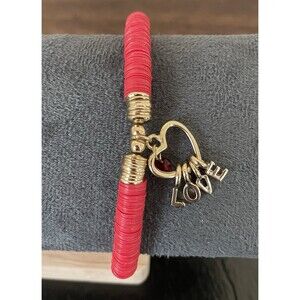 Redwood Love Charm Bracelet Stacked Discs Goldtone Adjustable